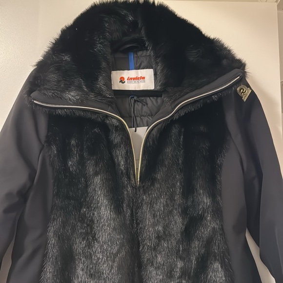 New With Tags Invicta Faux fur black Winter Jacket sz L - Picture 2 of 8